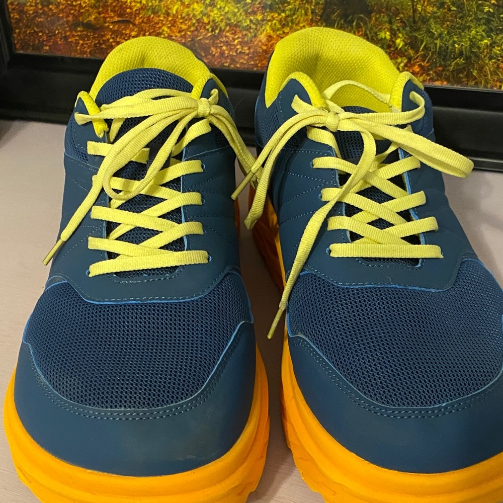 Blue and Yellow Men's Sneakers, worn a handful of times,  can’t wear due injury